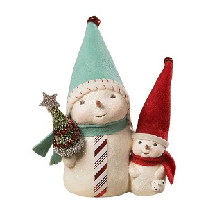 Bethany Lowe 5.0 Inch Mama And Baby Snow Family Christmas Tree Star Snowman Figurines - 1 of 3