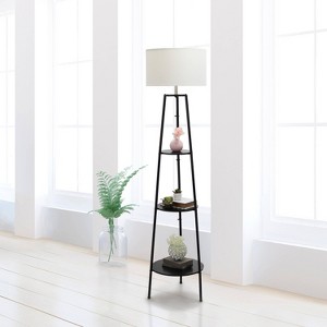 62.5" Tall Modern Tripod 3-Tier Shelf Standing Floor Lamp - Simple Designs - 1 of 4
