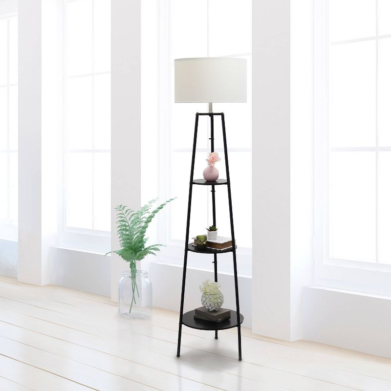 62.5" Tall Modern Tripod 3-Tier Shelf Standing Floor Lamp - Simple Designs, 3 of 10