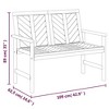 vidaXL Solid Acacia Wood Patio Bench 42.9" - Comfortable Outdoor Seating with Armrests & Chevron Pattern Backrest - 3 of 4