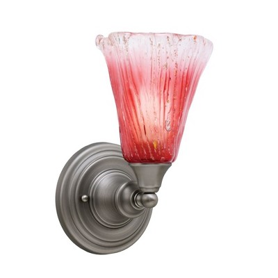 Toltec Lighting Any 1 - Light Sconce in  Brushed Nickel with 5.5" Fluted Raspberry Crystal Shade