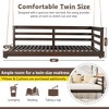 Twin Size Outdoor Acacia Wood Porch Swing Daybed with Hemp Ropes, Minimalist Open-Side Hanging Bed - 3 of 4