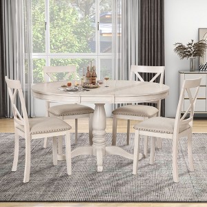NicBex 5 Piece Dining Table Set with Solid Wood Modern Kitchen Table Set with Upholstered Chairs with Backrest for Kitchen - 1 of 4