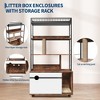 Hidden Litter Box Enclosure with Storage Rack & Cat Scratching Post, 2-in-1 Wood Metal Cat Furniture with Shelf and Cushioned Mat, Modern Pet Decor - 4 of 4