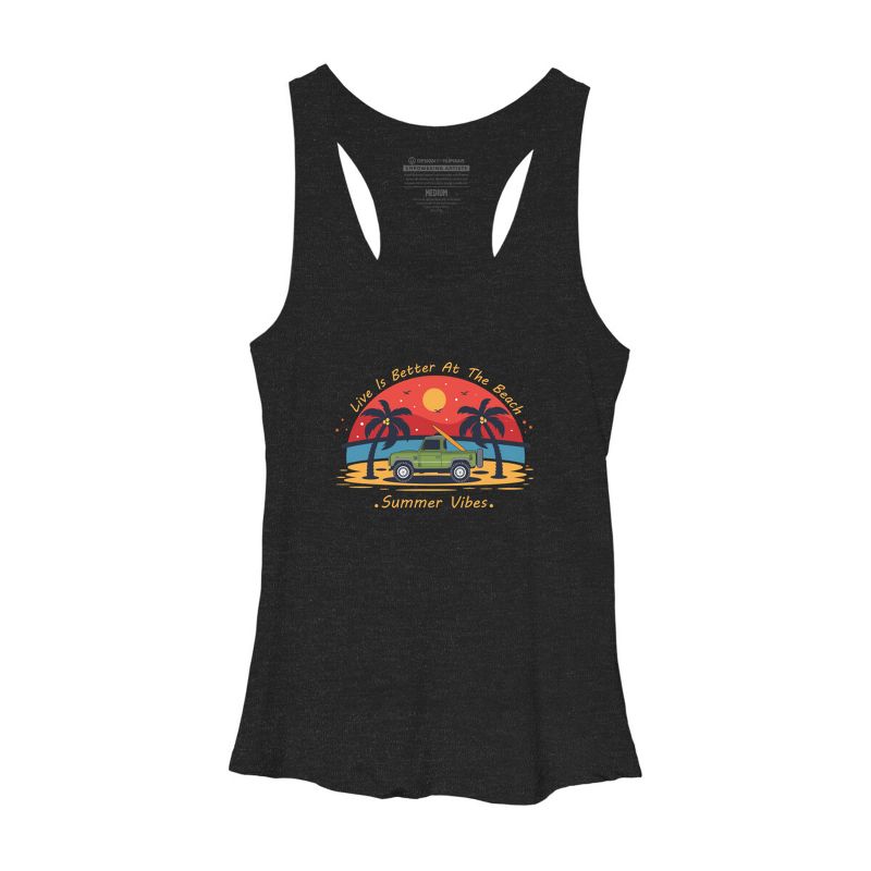 Women's Design By Humans Retro Live Is Better At The Beach By Typestock Racerback Tank Top, 1 of 3