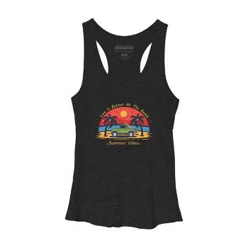 Women's Design By Humans Retro Live Is Better At The Beach By Typestock Racerback Tank Top