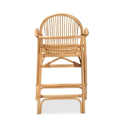 Natural Brown Rattan Curved Back Counter Stool