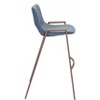 Zuo Modern Desi Barstool, Set Of 2, 39" High Azure Gray Faux Leather Seat With Walnut Finish Steel Frame - 4 of 4