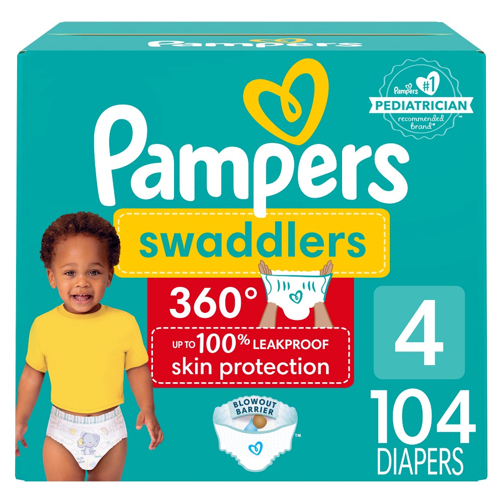Photos - Baby Hygiene Pampers Swaddler 360 Enormous Disposable Baby Diapers - Size 4 - 104ct 