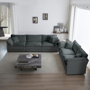 Sofa Set of 2 Chenille Couch, 2+3 Seater Sofa Set Deep Seat Sofa, Modern Sofa Set for Living Room - 1 of 3
