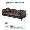 81" Mid-Century Modern Leather Sofa for Living Room, Chesterfield Sofa w/Deep Seats & 2 Pillows, 3 Seater Couch, Leather Couch for Apartment, Office - 2 of 4