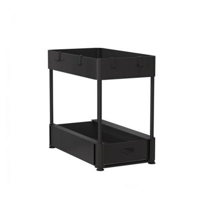 YIGII-Double layered sink storage rack, black,plastic
