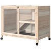 PawHut Rabbit Hutch Indoor, 2-Story Bunny Hutch, Wooden Guinea Pig Cage, Small Animal House with Tray, Universal Casters, Run Area, Ramp, Natural - 4 of 4