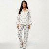 Anna-Kaci Lounge Women's 2-Piece Set Heart Print Button Front Pajama Top with Relaxed Long Sleeves and Matching Elastic Waist Pants - 3 of 4