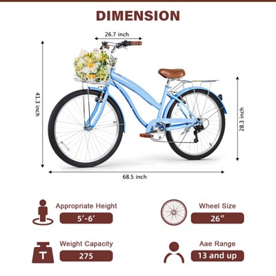 Hykolity - Brandclub - hykolity 26 inch Cruiser Bike Beach Bicycle