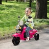 Qaba Electric Motorcycle for Kids, 3 Wheel 6V Battery Powered Motorbike w/ Headlights, Music, Forward & Reverse, Pink - 3 of 4