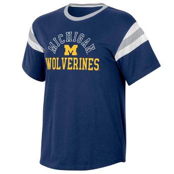 NCAA Michigan Wolverines Women's Short Sleeve Stripe T-Shirt
