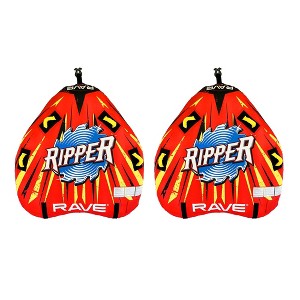 RAVE Sports Ripper 2 Rider Nylon Inflatable Towable Floats with Foam Handles, Neoprene Knuckle Guards and Quick Connect Tow Points, Red (2 Pack) - 1 of 4