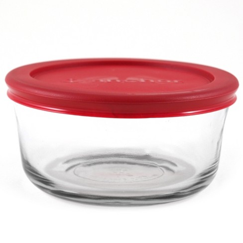 Anchor Hocking 91557AHG17 2 Qt. (8 Cups) Glass Measuring Cup / Batter Bowl  with Red Lid