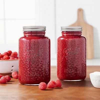 Vintage Rose Pink 32oz Glass Canning Jar Set, Dishwasher Safe