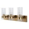 Uttermost Modern Cardiff 3 Light Vanity, 23"W x 10.125"D x 5.75"H, Antique Brass, Glass and Steel - 4 of 4