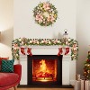 9 ft Pre-Lit Christmas Garland with Lights, Battery Operated, Rose Gold Ball Ornaments, for Mantel, Stairs, Railing, Fireplace, Table, Indoor/Outdoor - 2 of 4
