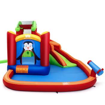 Costway Inflatable Slide Bouncer and Water Park Bounce House Splash Pool Water Cannon