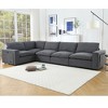 141.5'' 5-Seat Linen Modular Sectional Sofa with Wireless Charging Ports, Cup Holders, Book Storage Space, L-Shaped Sectional Sofas for Living Room - 2 of 4