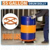 55 Gallon Drum Dolly, 1000 lbs Load Capacity Trash Can Dolly With 4 Swivel Casters & Cross Braces, Non Tipping Hand Truck, Barrel Dolly - 3 of 4