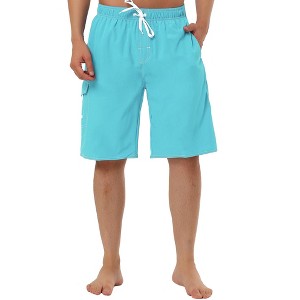 TATT 21 Men's Summer Casual Solid Color Drawstring Elastic Waist Beach Board Short - 1 of 4