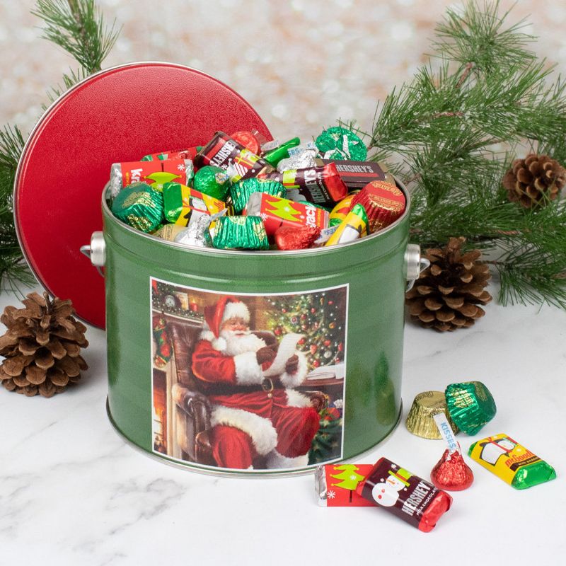 188 pcs Christmas Gift Tin with Hershey's Holiday Chocolate Candy Mix (2.7 lb) - Santa Claus, 1 of 2