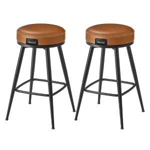 VASAGLE 2-Pack 360° Swivel Bar Stools, Counter Height Bar Stools, Synthetic Leather with Stitching, Mid-Century Modern, Kitchen Home Bar - 1 of 4