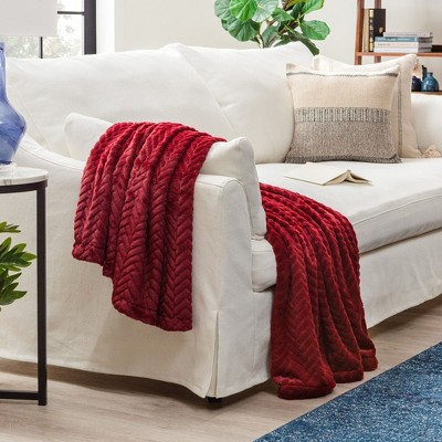 Chanasya Faux Fur Embossed Fuzzy Throw Blanket