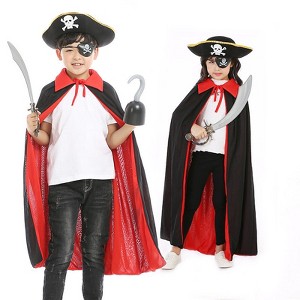 Halloween Pirate Cape Hats 3-Piece Sets, Cape, Hat, Eye Patch. - 1 of 4