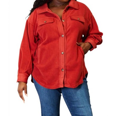 Women's Cozy Girl Full Size Button Down Shacket - HEIMISH USA