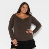 Women's Slim Fit Long Sleeve Keyhole T-Shirt - Wild Fable™ - 2 of 3