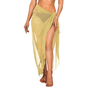 LA LEELA Women's Beachwear Summer Swimwear Swim Cover Ups Beach Wraps Skirt Swimwear Bikini Plus Size Sarong Coverups One Size Beige Solid - 1 of 4