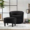 Angel Sar Swivel Accent Chair with Ottoman, Corduroy Upholstered Barrel Chairs, Black - 2 of 4