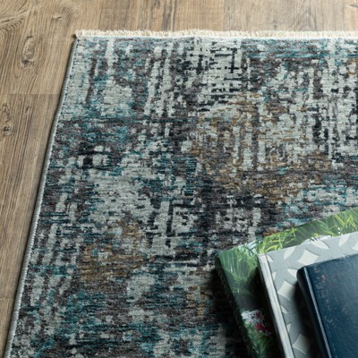 Hayden Blue and Beige Abstract 3'3" x 5' Area Rug