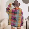 Women's Single Breasted Colorful Plaid Shirt Jacket Casual Long Sleeve Button Down Overshirt Lightweight Top - 2 of 4