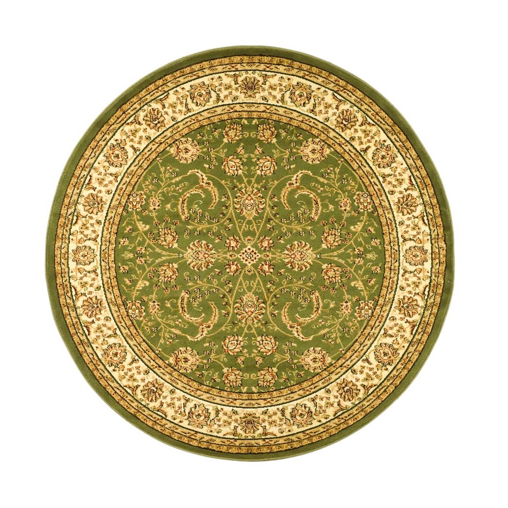 8'x8' Round Esperanza Medallion Loomed Rug Sage/Ivory Round - Safavieh
