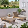 Acacia Wood Chaise Lounge Set of 2,Chaise Lounge with Pull-Out Tray and Adjustable Backrest for Patio,Outdoor Chaise Lounge with Wheels-Koiai - 3 of 4