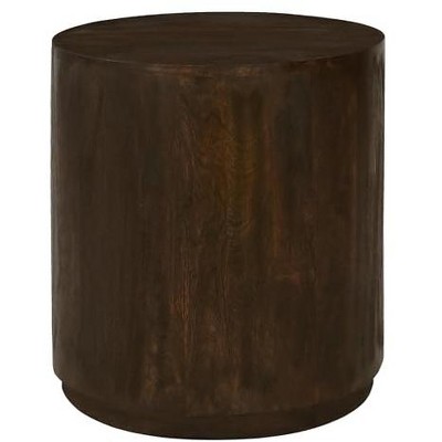 Moti Flagstaff Round Side Table in Modern Barista Brown Finish on Solid Wood