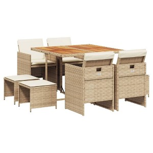 vidaXL Garden Dining Set Beige, Brown, Cream - 1 of 4