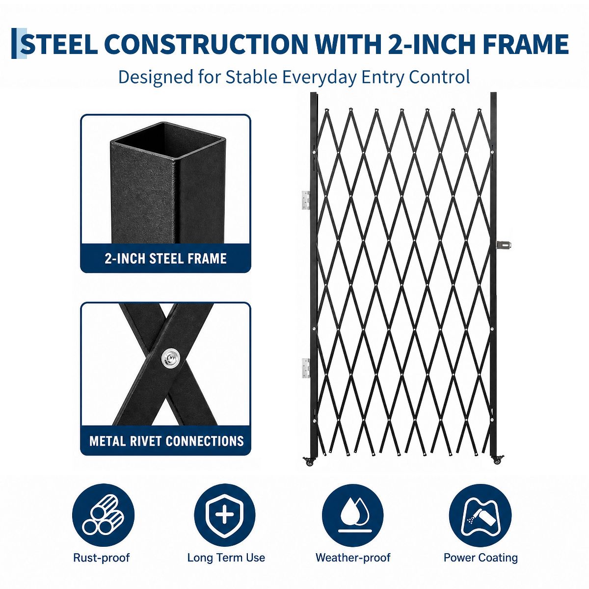 Double Folding Security Gate Aluminum Accordion Barrier with Locking Casters with 2 Locking Casters for Door Courtyard Garage - thumbnail 10