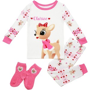 Rudolph the Red-Nosed Reindeer 3 Piece Snug Fit Kids Holiday Pajamas Set - 1 of 2