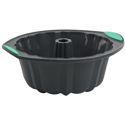 Trudeau Structure Silicone 10 Cup Fluted Cake Pan, Grey/Mint