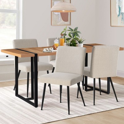 5-Piece Dining Set for 4 ,Rectangular 59" Dining Table Wood Grain Top with Upholstered Dining Chairs for Dining Room, Living Room-Tanpinhause