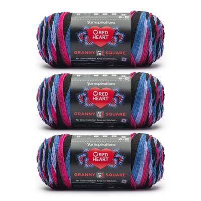 Red Heart All in One Granny Square Yarn 24 Pack-Black -Hyper Violet