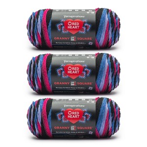 Red Heart All in One Granny Square Yarn 24 Pack-Black -Hyper Violet - 1 of 4